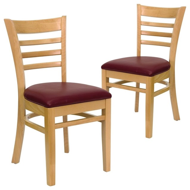 Hercules Series Wood Ladder Back Wooden Chairs, Natural, Set of 2