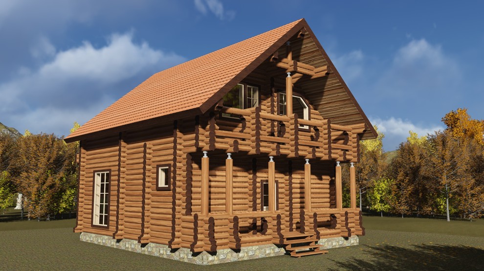 Двухэтажный дом 126м2 из бревна 240мм — проект 386