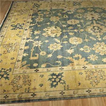 Antique Reproduction Citrine & African Jade Oushak Rug