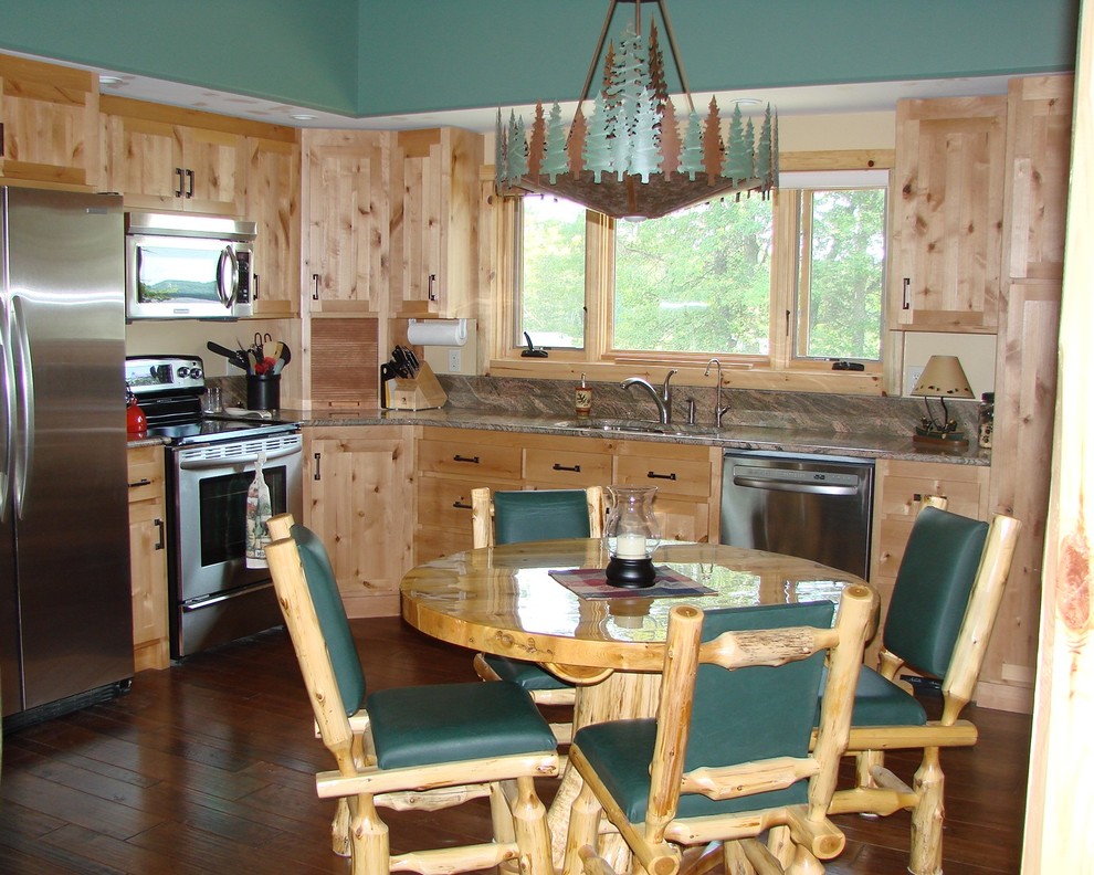 Example of a mountain style kitchen design in Minneapolis