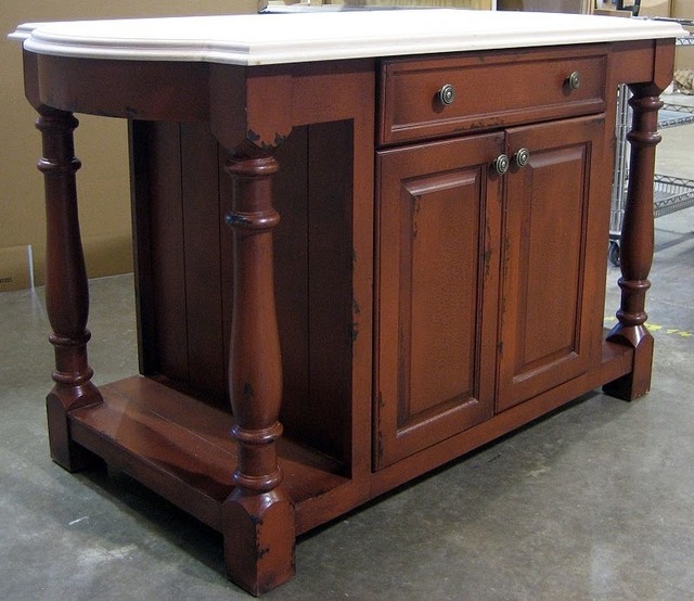 6' Wide Country Kitchen Island With 1 Large Drawer & Cabinet, Stone