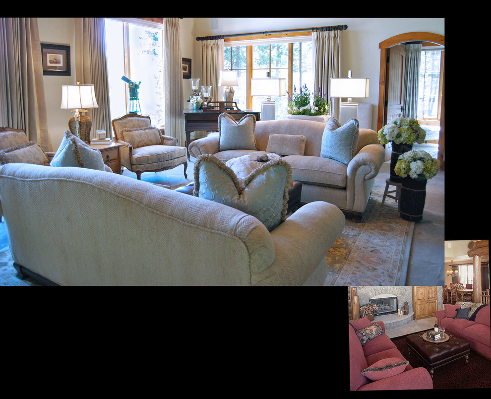 Example of a transitional home design design in Denver