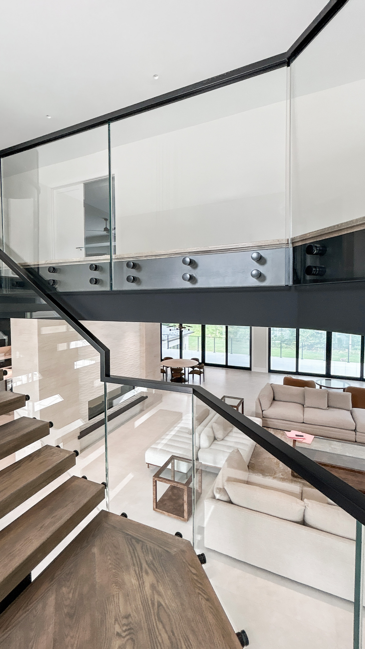 Project #159 | Modern Foyer Stair with Stand-off Glass Railing