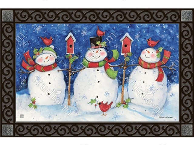Snow Day Winter Doormat Snowman Primitive Indoor Outdoor 18/" x 30/"