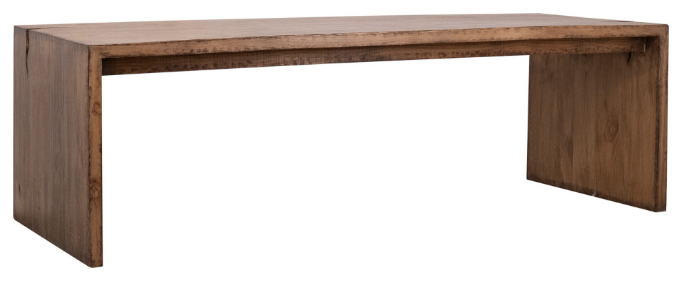 Merwin Reclaimed Pine 94" Waterfall Style Dining Table, Medium Brown
