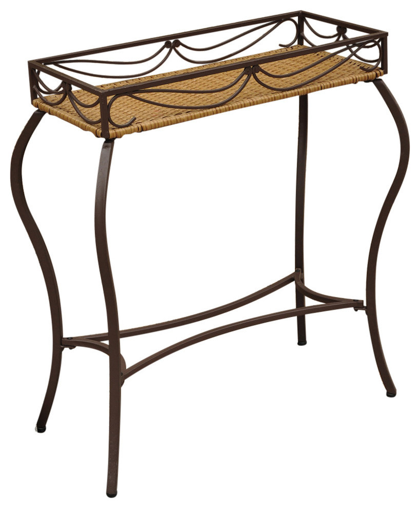 Valencia Resin Wicker/ Steel Rectangular Plant Stand, Honey Tropical