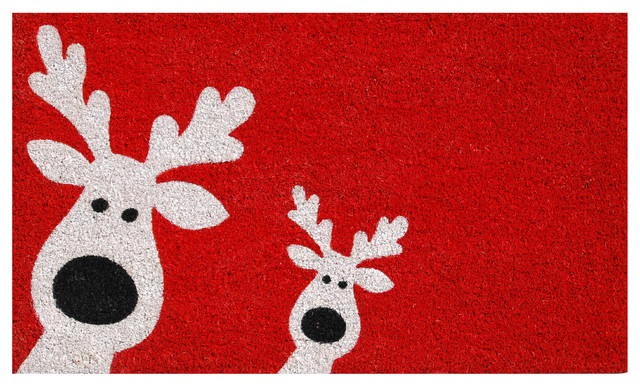 Peeking Reindeer Doormat Contemporary Doormats By Home More