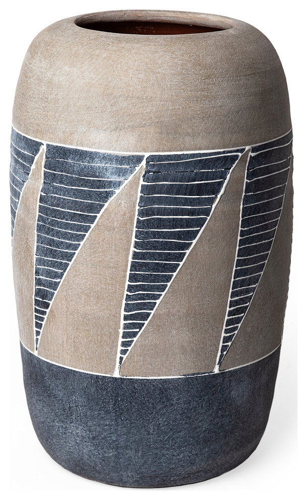 Cove Gray Brown Ceramic Vase, 9.3L x 9.3W x 15.2H - Contemporary ...