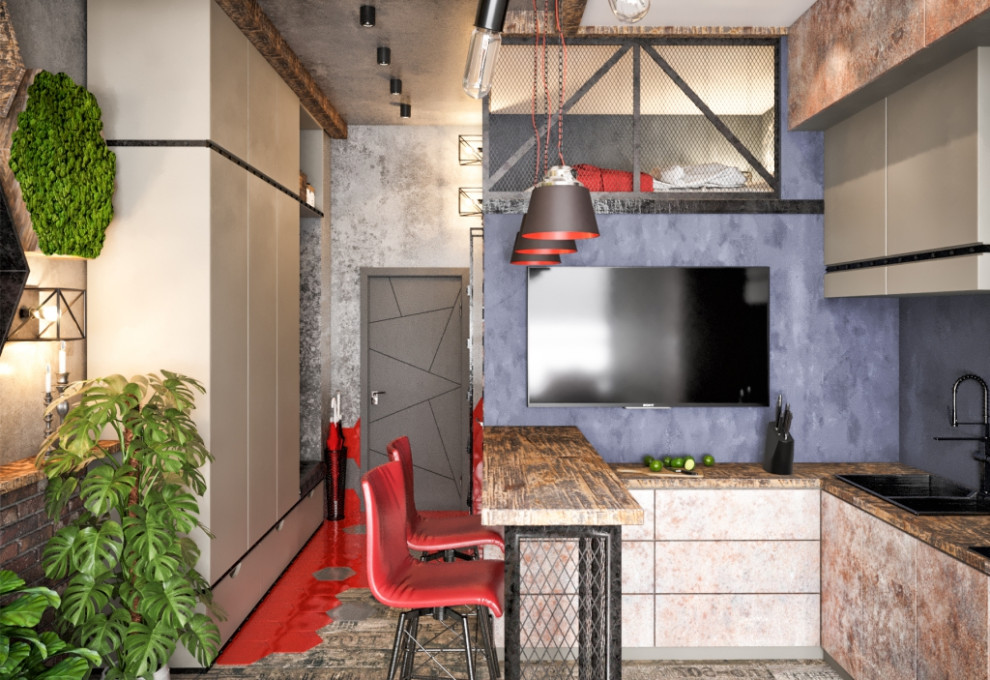 Квартира-студия 37м2 для молодой семьи в стиле Лофт