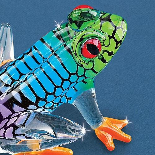 Glass Baron Island Hopper Frog Rainbow Figurine Contemporary