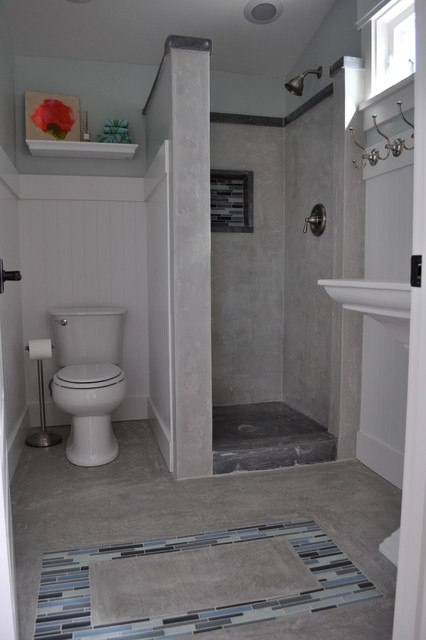 Craftsman Concrete  Shower  Traditional Bathroom San 