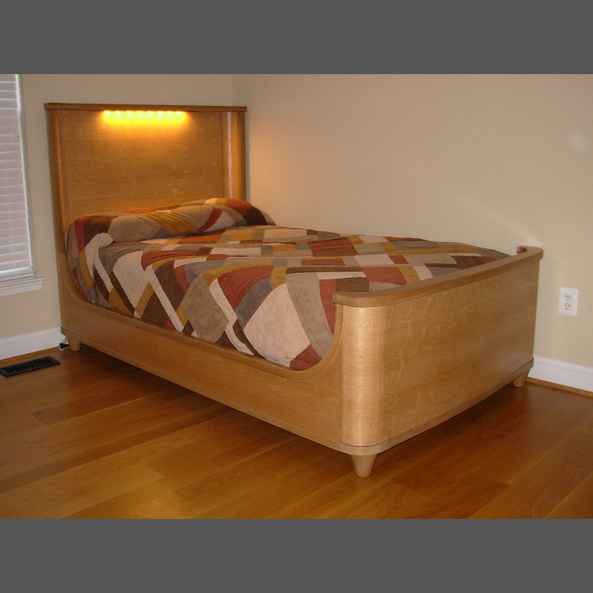 Archibald Art Deco Shelter Bed. Super Single, In quarter-sawn white oak.