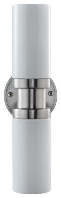 Buckley Sconce, Brushed Nickel With Glossy Frosted Glass