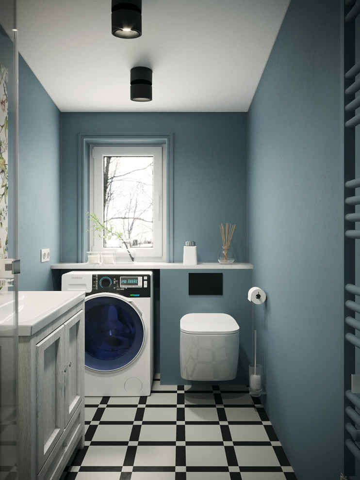 Санузел в голубых тонах