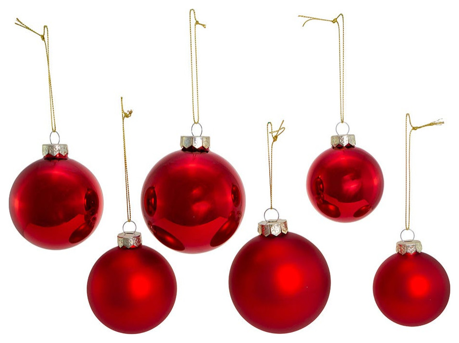 6080MM Shiny and Matte Red Glass Ball Ornaments, 20Piece Set Christmas Ornaments by Kurt S