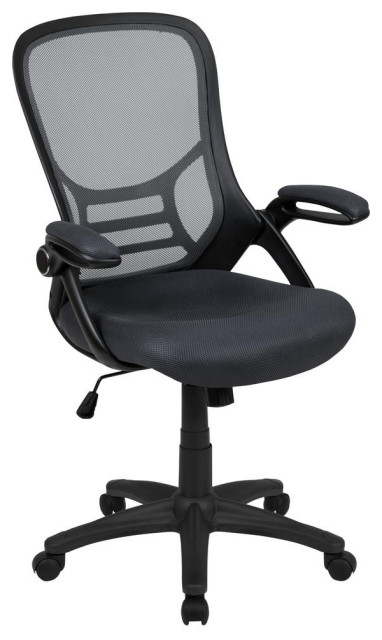 High Back Dark Gray Mesh Ergonomic Swivel Office Chair with Black Frame ...