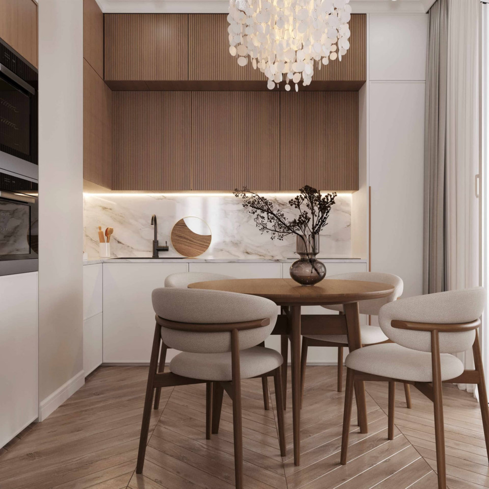 Design ideas for a transitional kitchen in Moscow.