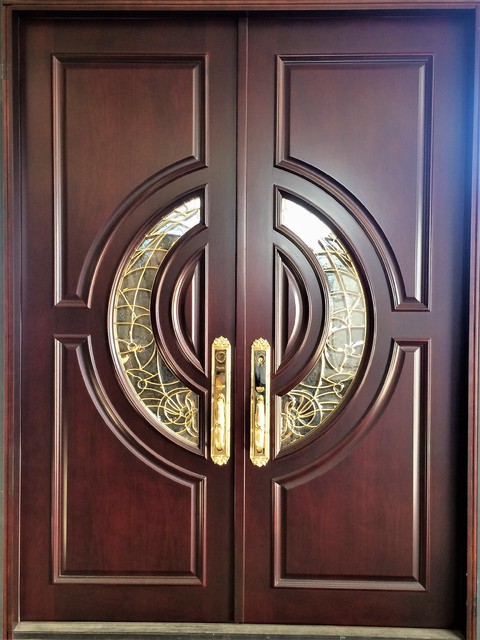 Mahogany Exterior Home Front Entry Door, 5'x6'8