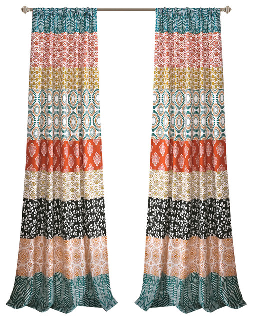 Bohemian Stripe Window Panel Set Contemporary Curtains By