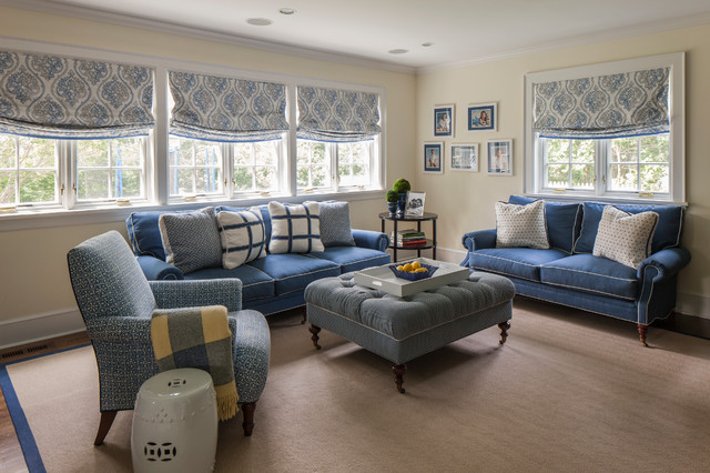 Classic Navy And White Family Home Traditional Family Room