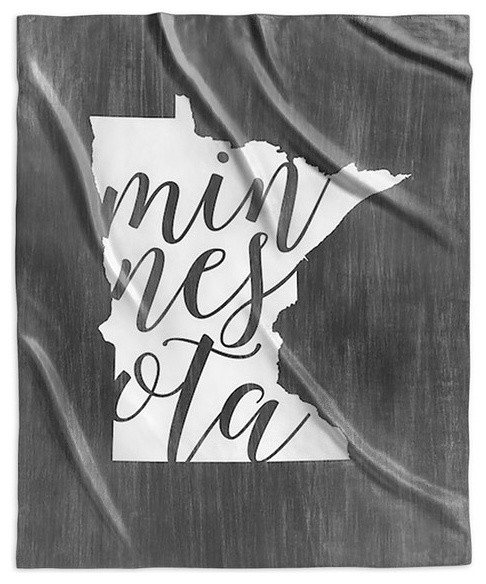 "Home State Typography, Minnesota" Sherpa Blanket 50"x60"