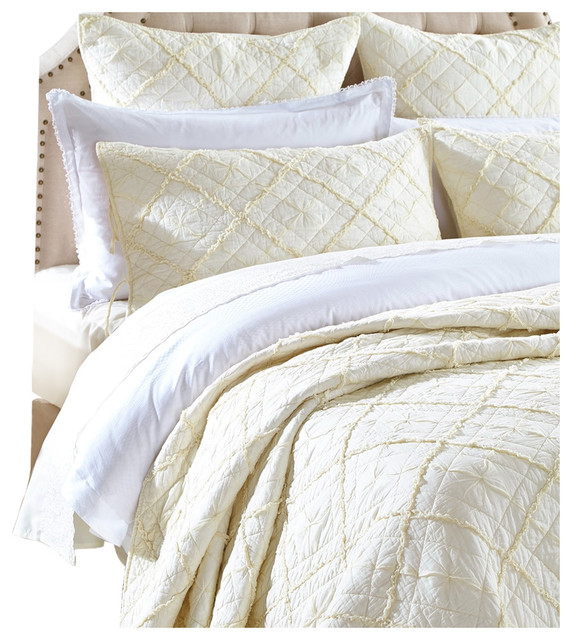 Diamond Applique Luxury Pure Voile Cotton Quilt, King Contemporary Quilts And Quilt Sets