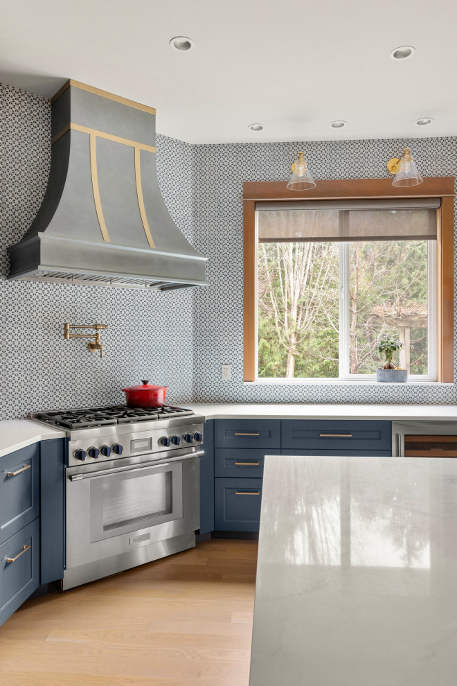 Example of a transitional kitchen design in Seattle