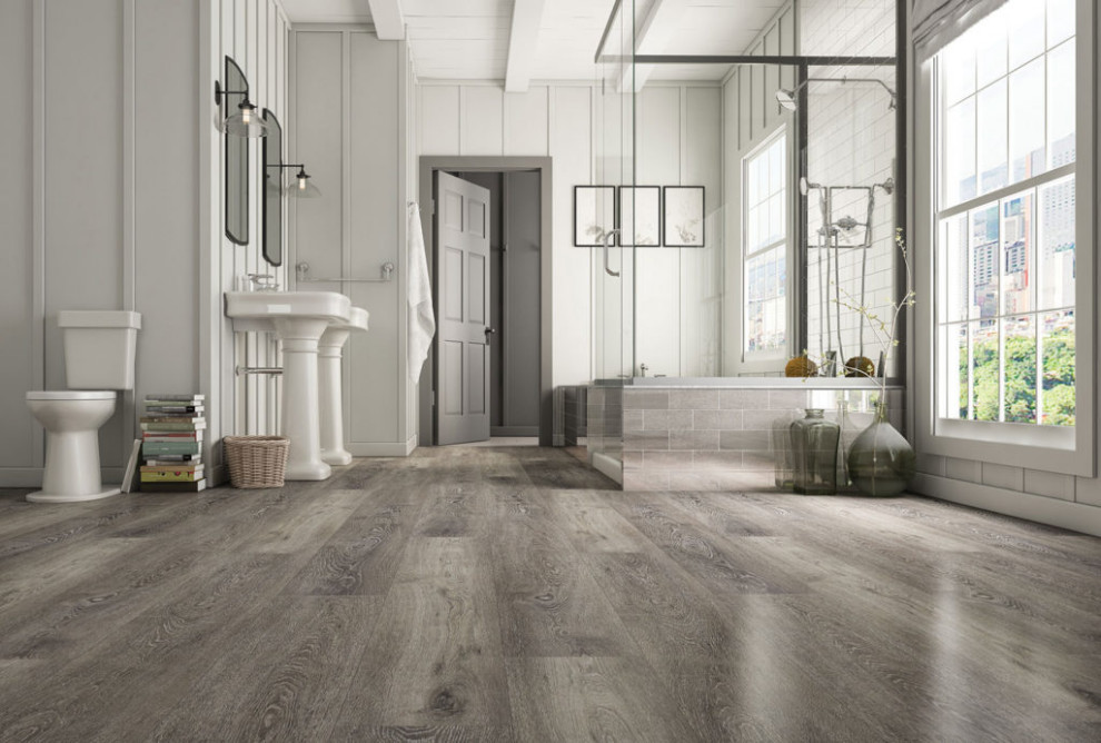 Vinyl Wood Plank Flooring Contemporary Bathroom Philadelphia by