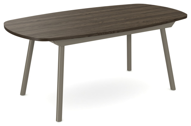Amisco Gibson Extendable Dining Table, Dark Grey-Brown Birch Veneer / Grey Metal