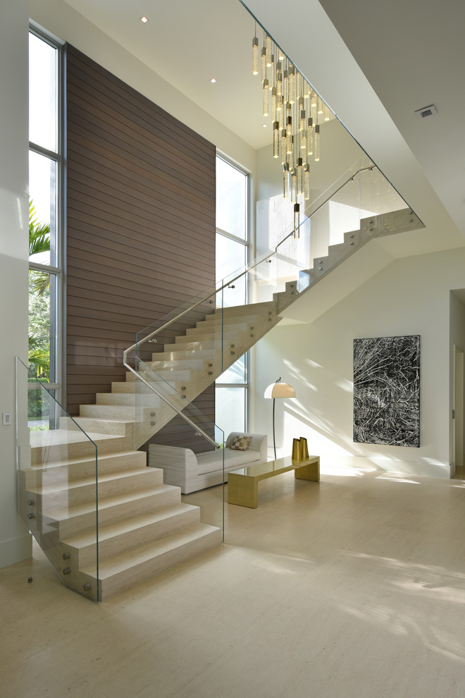Expansive contemporary l-shaped staircase in Other.