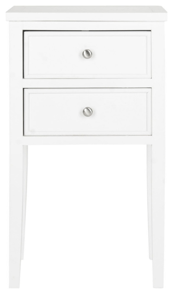 Millicent End Table With Storage Drawers, White Modern Side Tables And End Tables by