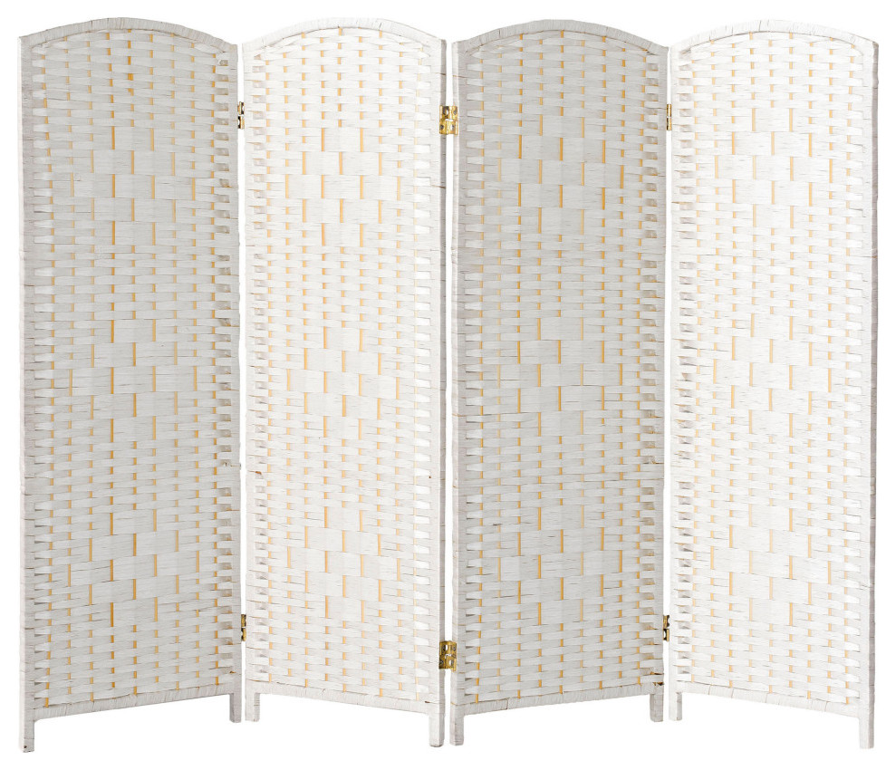 4 ft. Short Diamond Weave Fiber Room Divider, 4 Panel Tropical