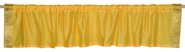 Yellow - Rod Pocket Top It Off handmade Sari Valance 43W X 15L - Pair