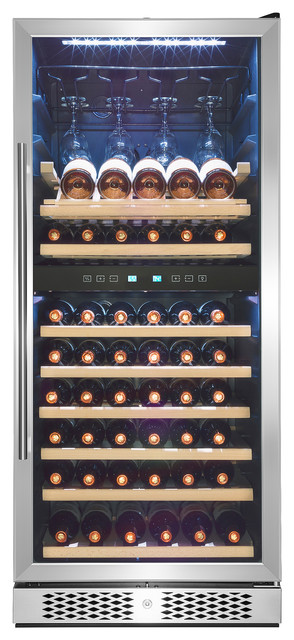 AKDY 54" 53-Bottle Touch Panel Dual Zone Freestanding Compressor Wine Cooler