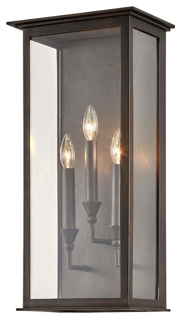 Chauncey Wall Sconce Large Vintage Bronze Clear Glass Transitional Outdoor Wall Lights And Sconces By Buildcom Houzz