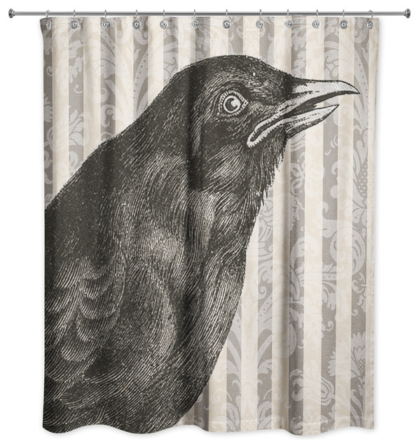 Spooky Crow 71"x74" Shower Curtain Contemporary Shower Curtains by Designs Direct Houzz