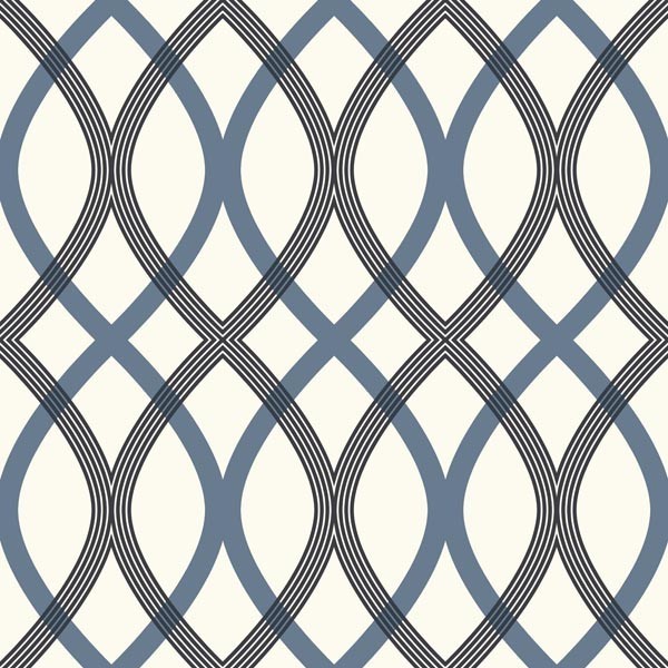 Contour Blue Geometric Lattice Wallpaper Contemporary Wallpaper