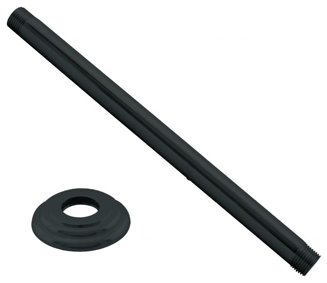 1/2" Ips X 12" Ceiling Mounted Shower Arm With Flange In Powder Coated Black