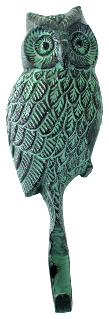 Owl Hook in Dark Green Distressed Finish - Rustic - Wall Hooks - by ...