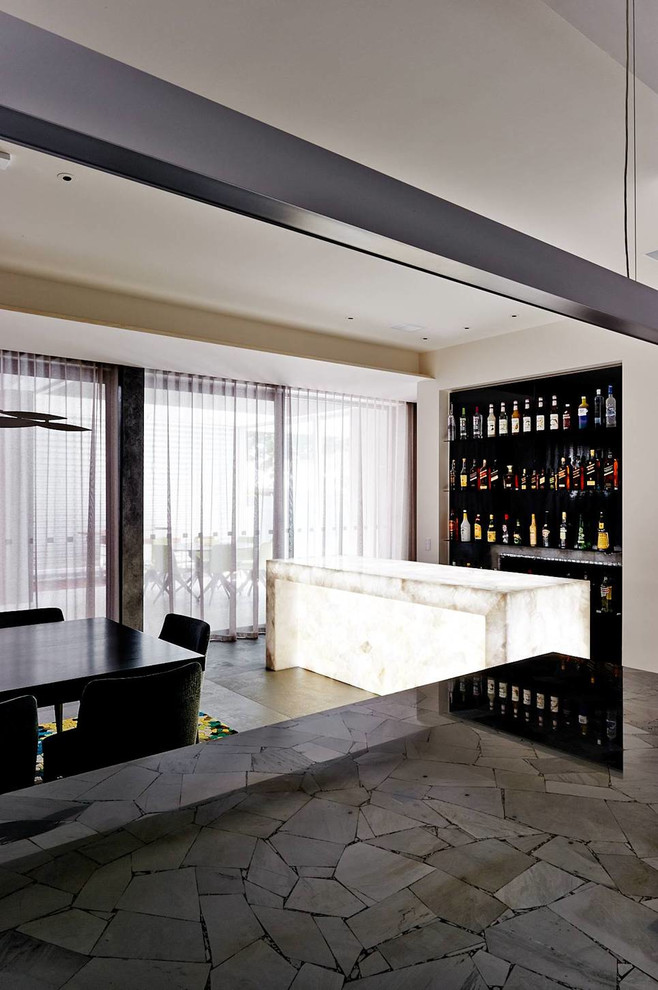 Photo of a contemporary home bar in Melbourne.