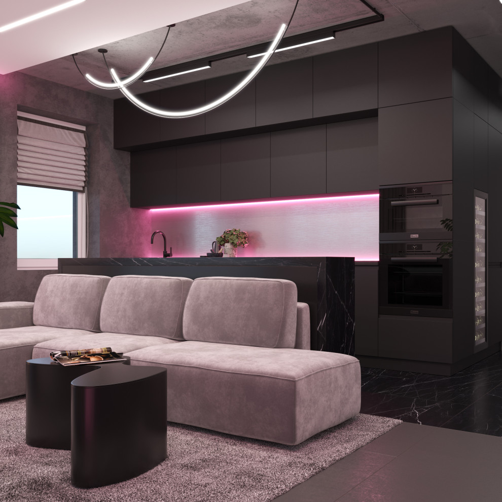 Квартира для молодого человека с разными вариантами освещения