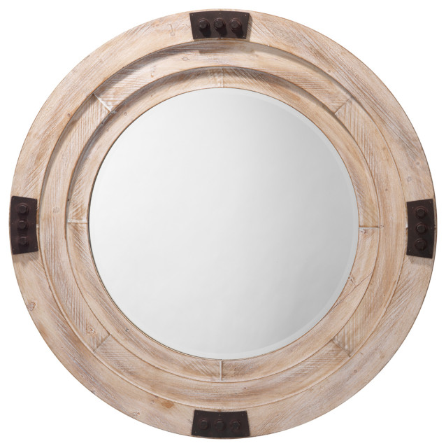 Foreman Wood Mirror, White Washed