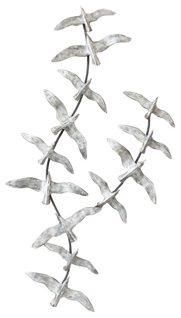 Flying Birds Wall Art, 53x98 cm - Coastal - Metal Wall Art - by SOCADIS