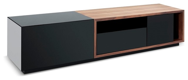 Tv047 Modern Tv Stand In Black High Gloss And Walnut Finish Tv047 Modern Tv Stand In Black High Gloss And Walnut Finish