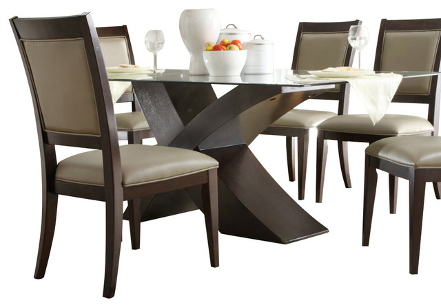 Homelegance Bering 5-Piece Glass Dining Room Set with X-Base