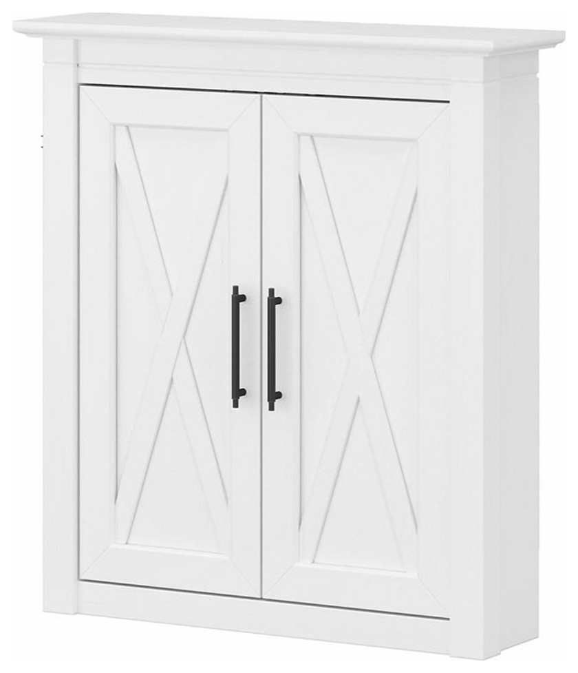 Pemberly Row Bathroom Wall with Doors in White Ash Engineered Wood Transitional