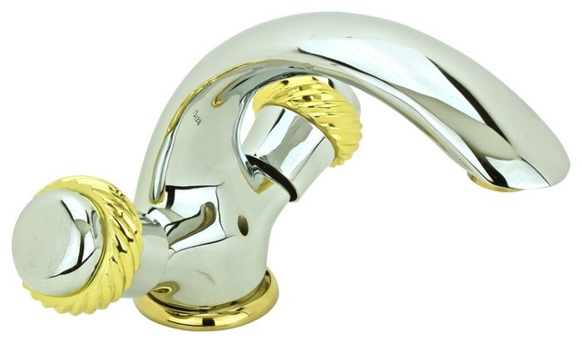 Bathroom Shell Faucet Chrome Crane Single Hole 2 Handles