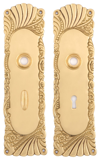 Roanoke Privacy (Turn) Back Plates, Unlacquered Brass