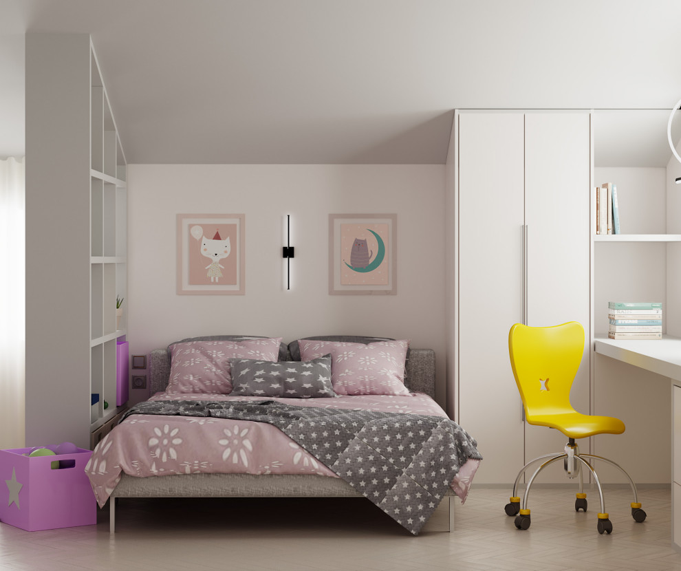 Дизайн интерьера детской комнаты на мансардном этаже 13,4м2