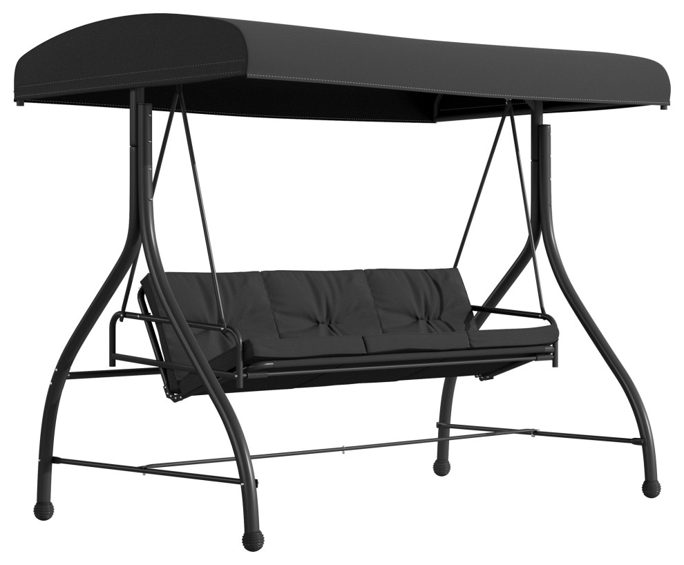 3Seat Outdoor Steel Converting Canopy Hammock/Swing Bed with Cushions